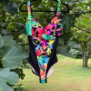 Vintage Tropical Floral Swimsuit